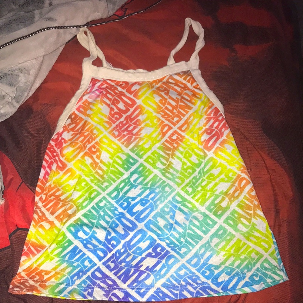 ✨🆕BNWOT!NEVER WORN!Hot Top Rainbow Panic! At The Disco Halter Tank Top!Sz S!✨